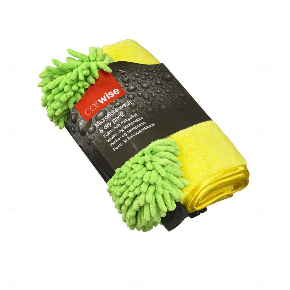 Carwise Mikrofiber Vaskehanske & tørkehåndkle
