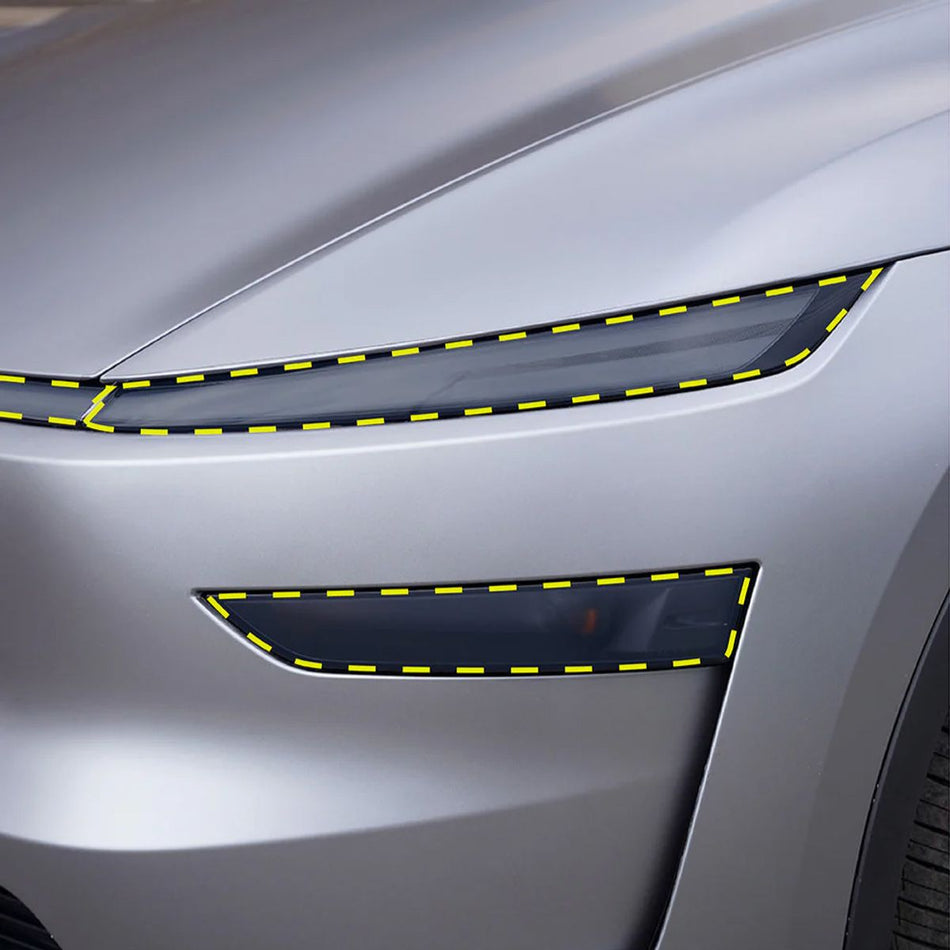 Tesbros - Sotet PPF-beskyttelse frontlykter og lysstripe – Tesla Model Y Juniper